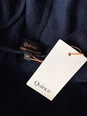 Quince Mongolian Cashmere Hoodie Men's M Navy 100% Cashmere NWT